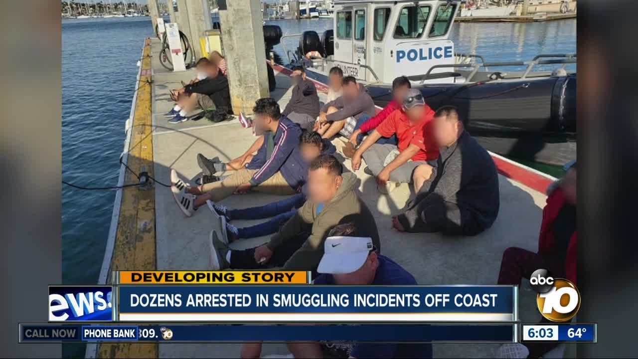 Dozens arrested in smuggling incidents of San Diego's coast