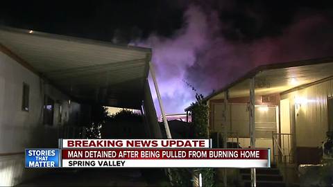 Man rescued from burning Spring Valley home