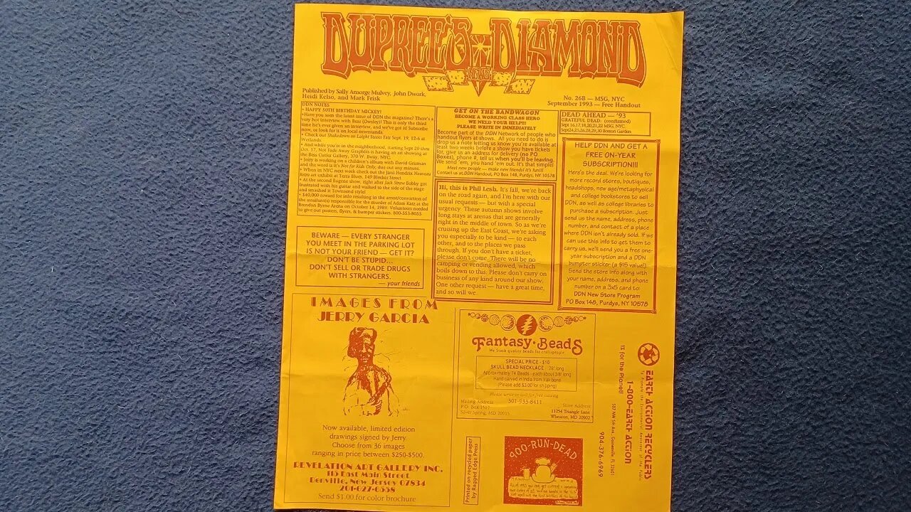 MEDIA REVIEW: Dupree's Diamond News No. 26B - MSG, NYC September 1995 - free handout flyer