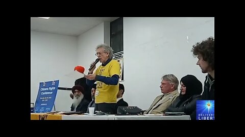 Piers Corbyn speaks at civil rights conference