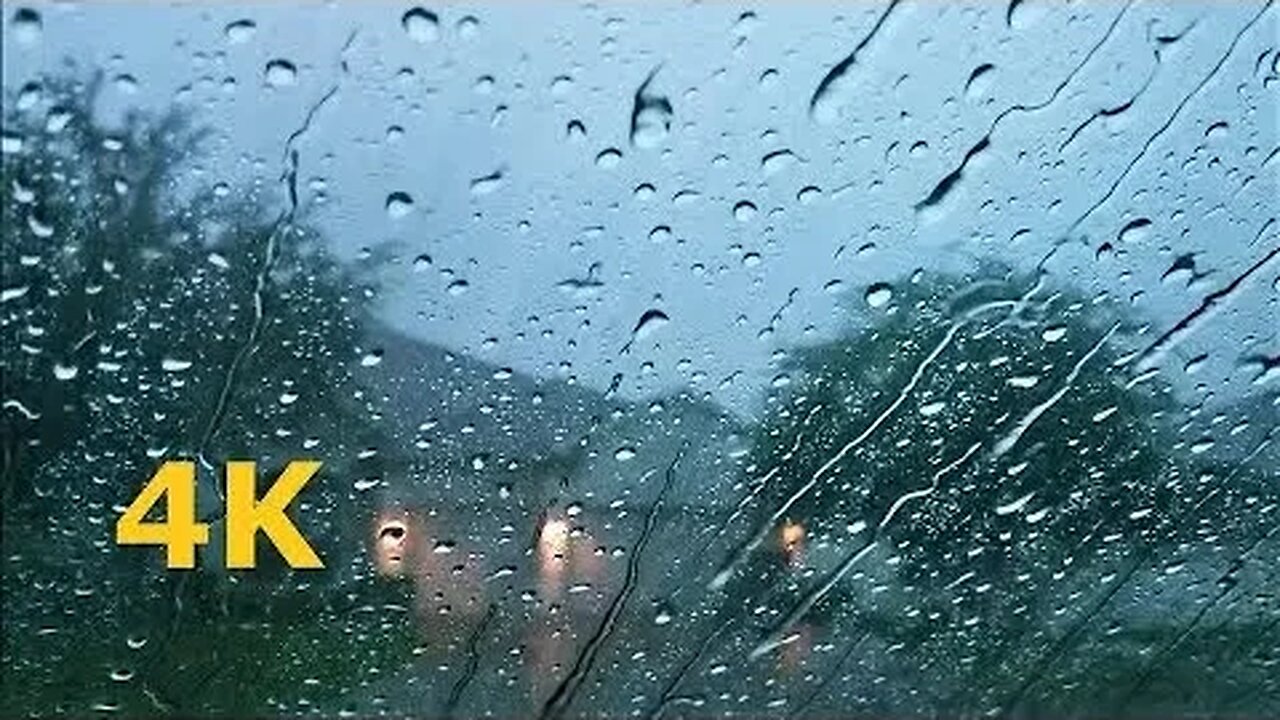 RAIN SOUND FOR SLEEPING 30 MINUTES RELAXING RAINING ON CAR GLASS WINDOWS THUNDER SOUNDS HEAVY DROPS