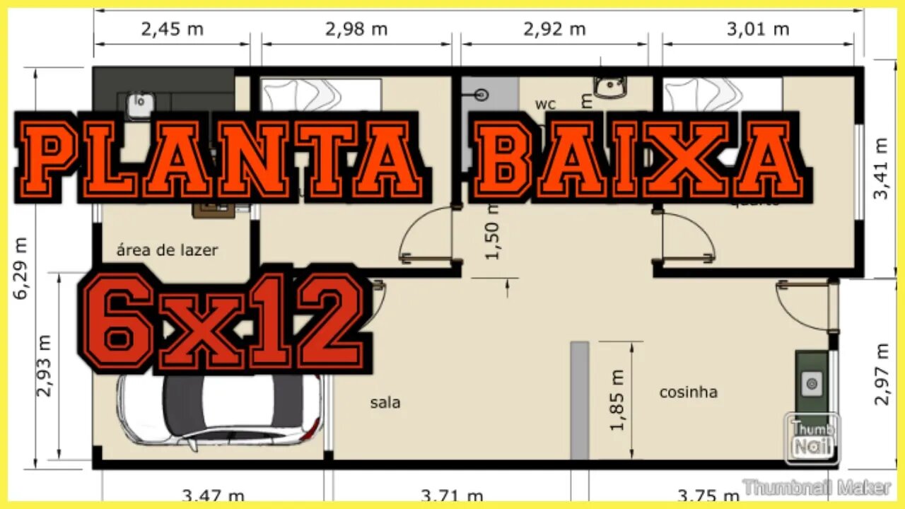 planta baixa 6,29x12,5 (2 quartos área de lazer com garagem