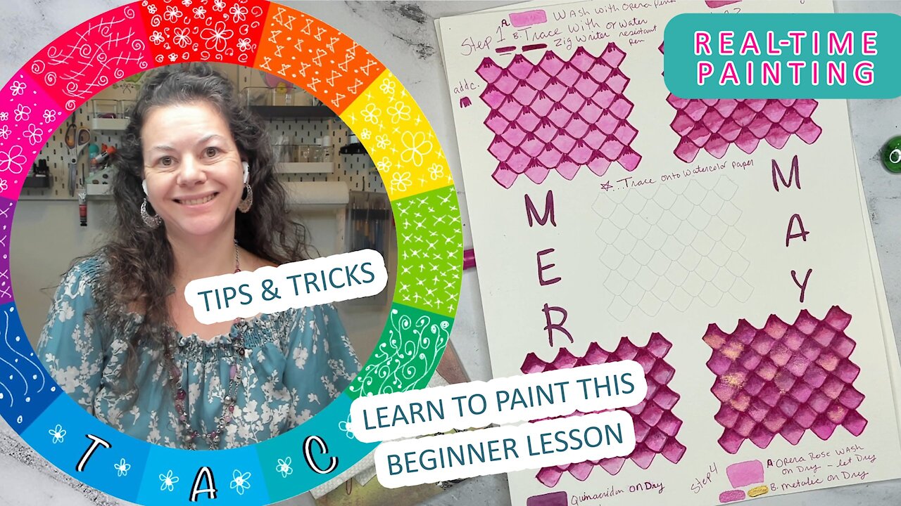 Paint With Me: [Mermaid Scales] Real-Time Watercolor Tutorial Workshop - Beginners Tips #MerMay