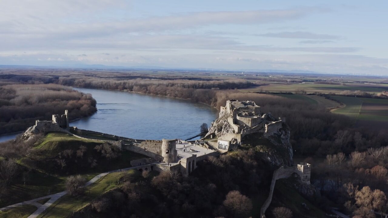 Drone over Danube river