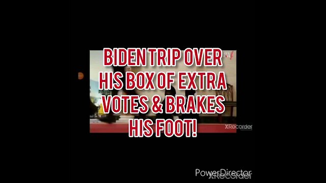 BIDEN TRIPS OVER BOX OF EXTRA VOTES & BRAKES HIS FOOT!