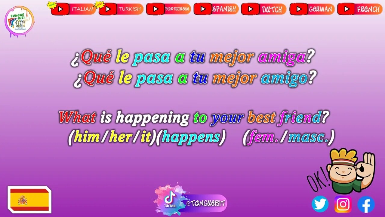 New Spanish Sentences! \\ Week: 8 Video: 2 // Learn Spanish with Tongue Bit!