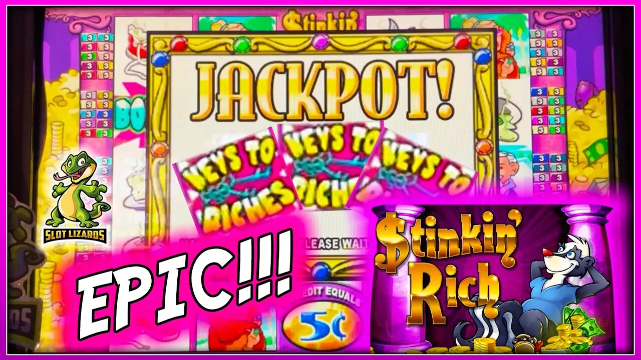 FIRST SPIN BONUS! OUR FIRST JACKPOT HANDPAY on Stinkin' Rich Slot LIVESTREAM HIGHLIGHT