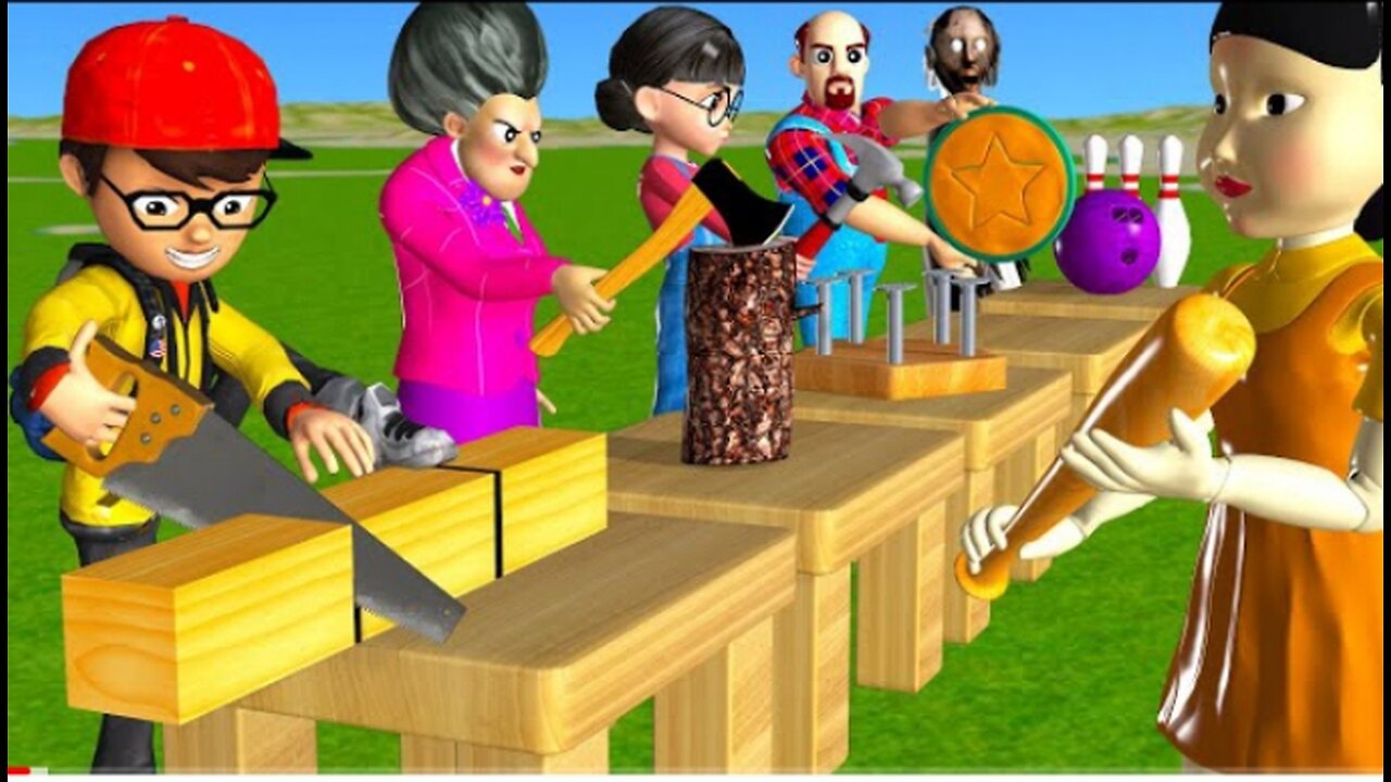 Scary Teacher 3D vs Squid Game Wooden Door vs Water Sprayer