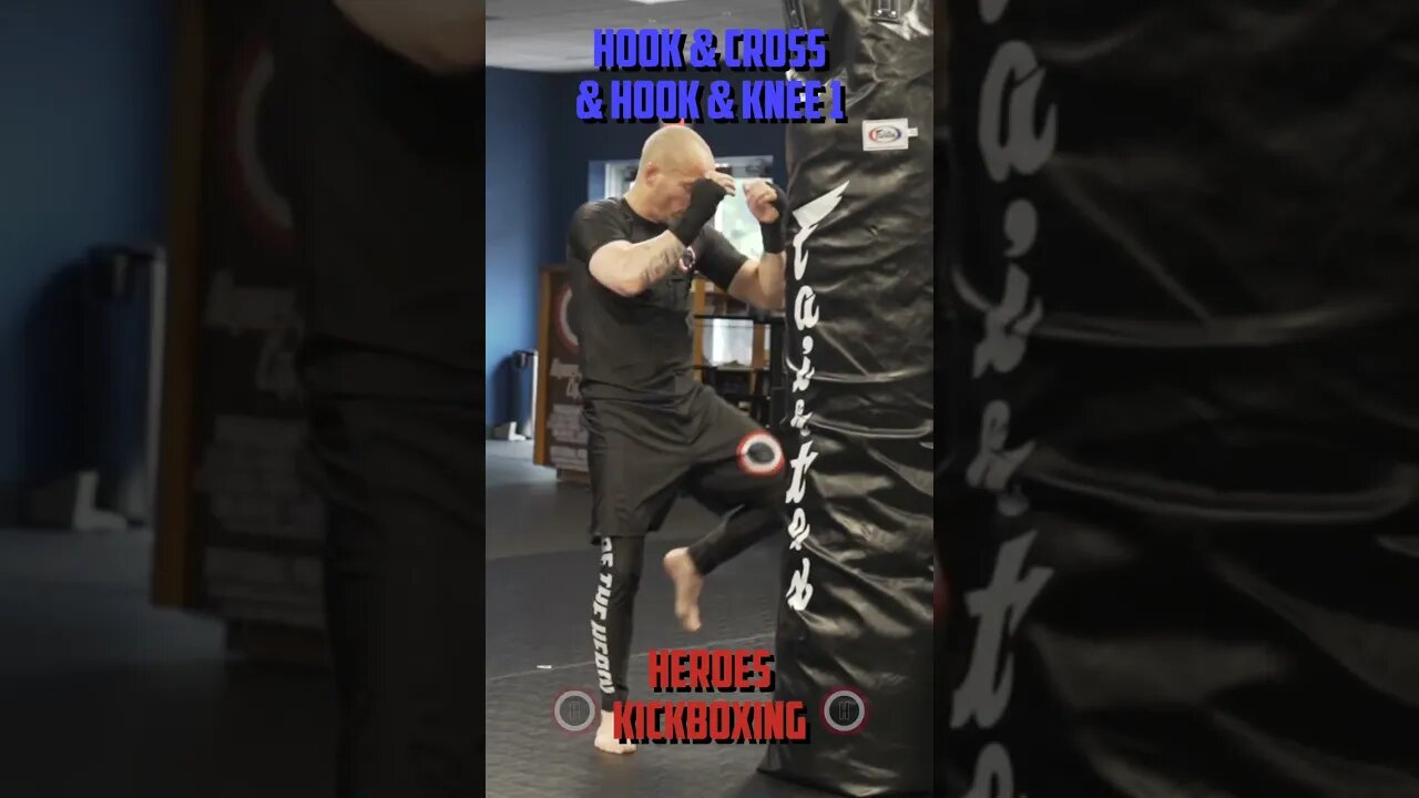 Heroes Training Center | Kickboxing "How To Double Up" Hook & Cross & Hook & Knee 1 BH | #Shorts