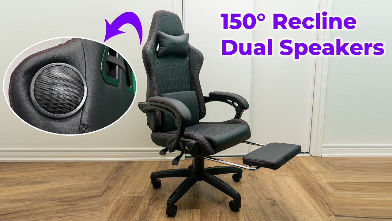 Dual Speakers! 150° Recline | Footrest - GTPlayer Ace Pro Gaming Chair!