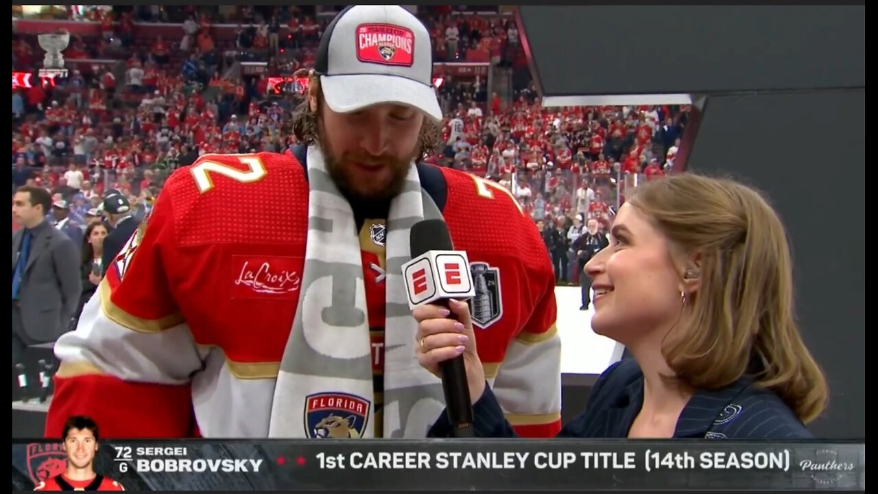 Sergei Bobrovsky in his first interview as Champion Thanking God