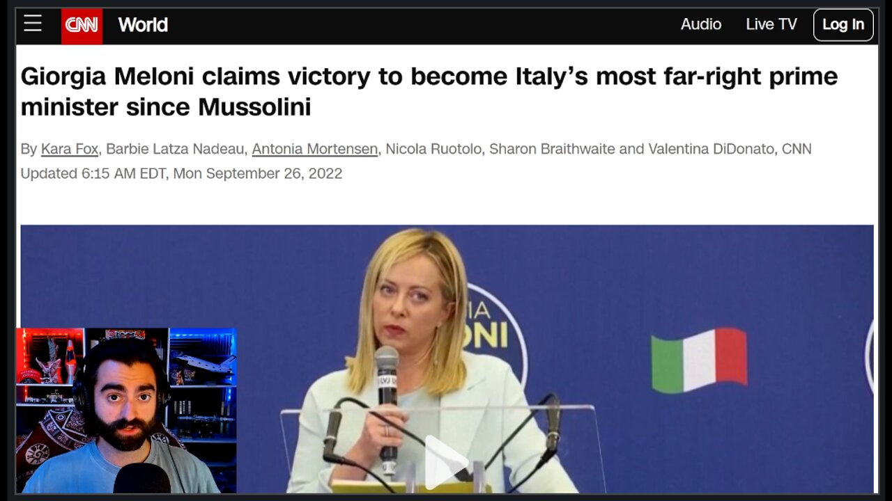 Giorgia Meloni Elected To Become Italy's FIRST FEMALE PRIME MINISTER, CNN Is Not Happy!