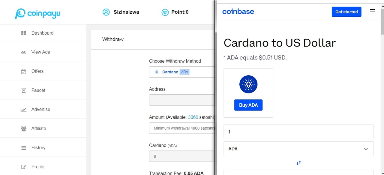 How To Get Free Cardano ADA Cryptocurrency Paid To Click At Coinpayu And Instant Withdraw