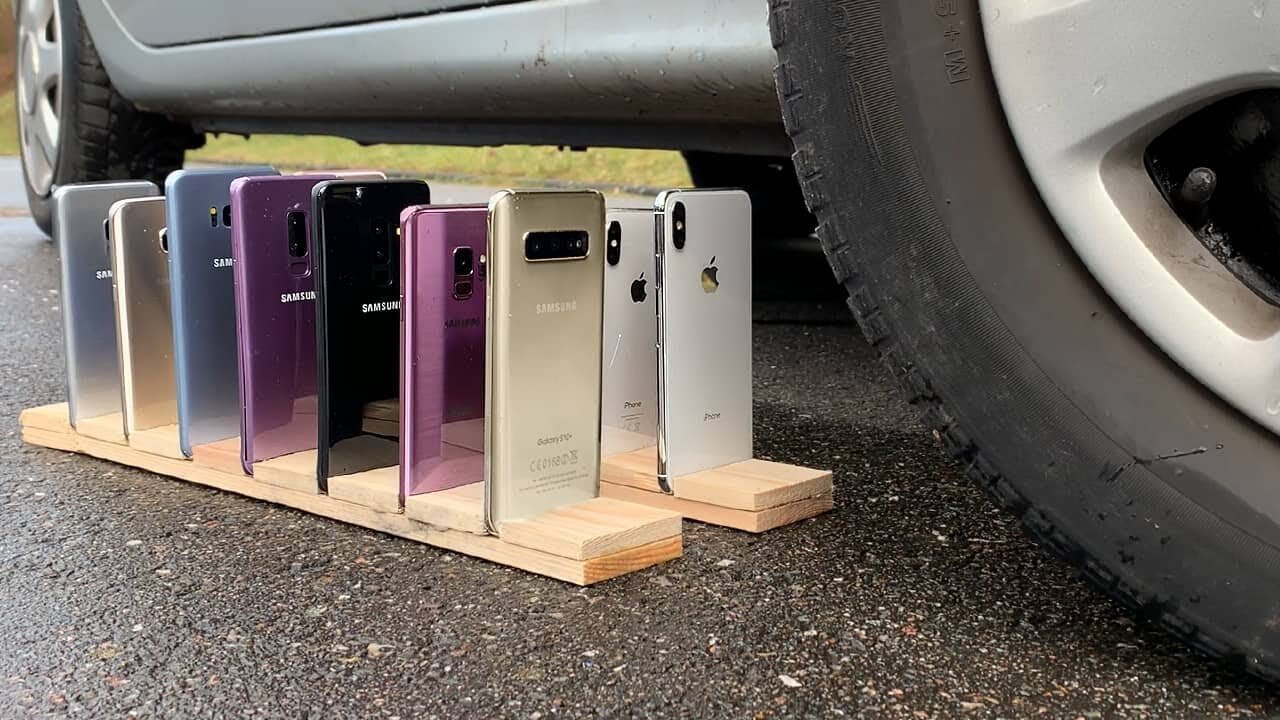 Many Samsung Galaxy vs iPhones vs CAR AMAZING EXPERIMENT AMAZING TEST!