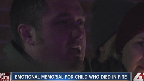 Emotional memorial for child who died in fire