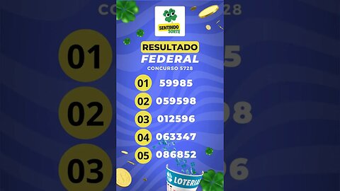 🍀 Resultado FEDERAL 5728 | Sentindo Sorte #shorts