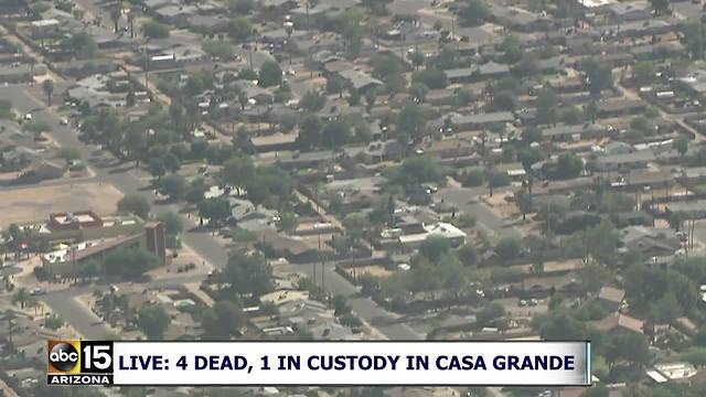 Air15 over scene of police helicopter at Casa Grande quadruple homicide scene