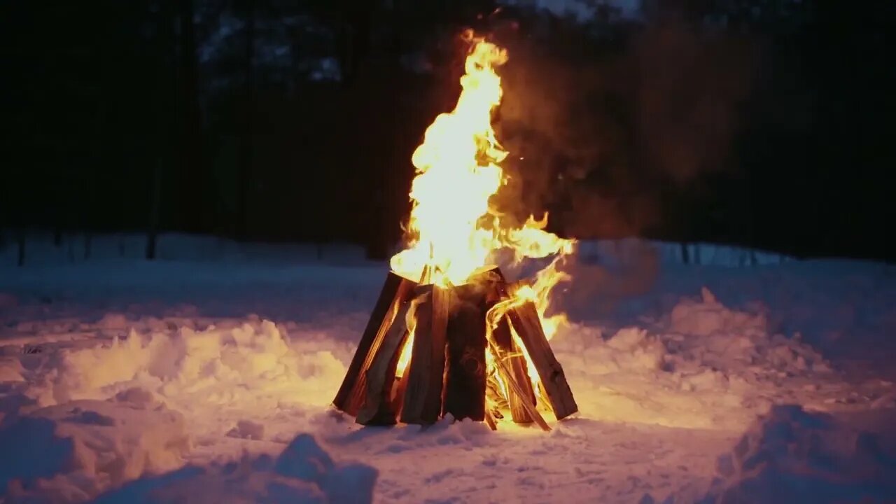 Relaxing CampFire in The Snow Sounds for Sleeping & Meditation