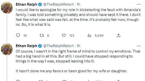 Ethan Ralph Apologises To His Wife's Family