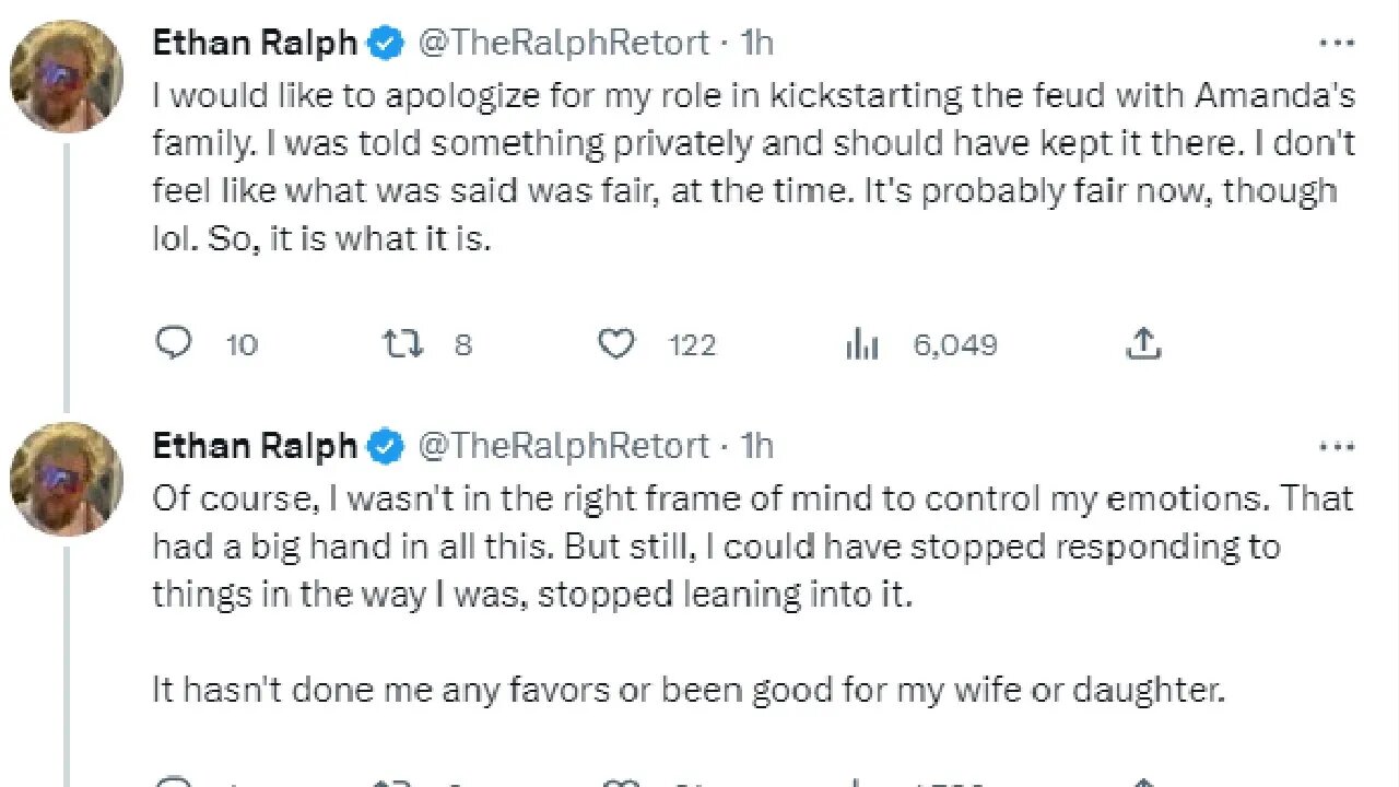 Ethan Ralph Apologises To His Wife's Family