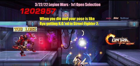 Contra Returns: 3/20/22-3/26/22 Legion Wars - 1v1 Open Selection