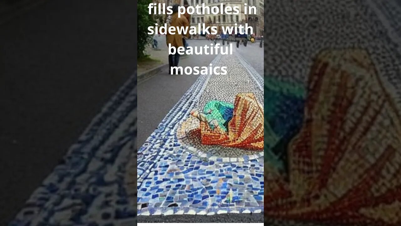 A French artist fills potholes in sidewalks with beautiful mosaics while people sleep #shorts