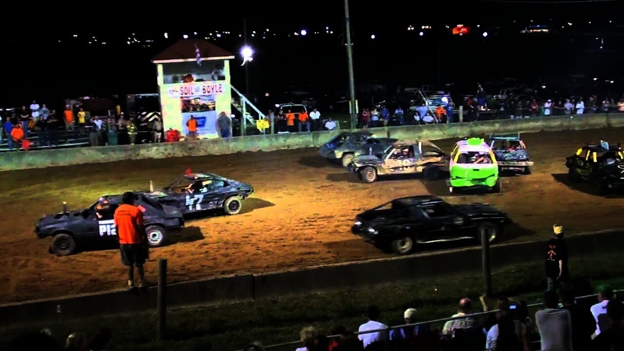 Relay For Life Boyle county Danville, KY Mini car demo derby 8-21-10 Heat 3 pt 1