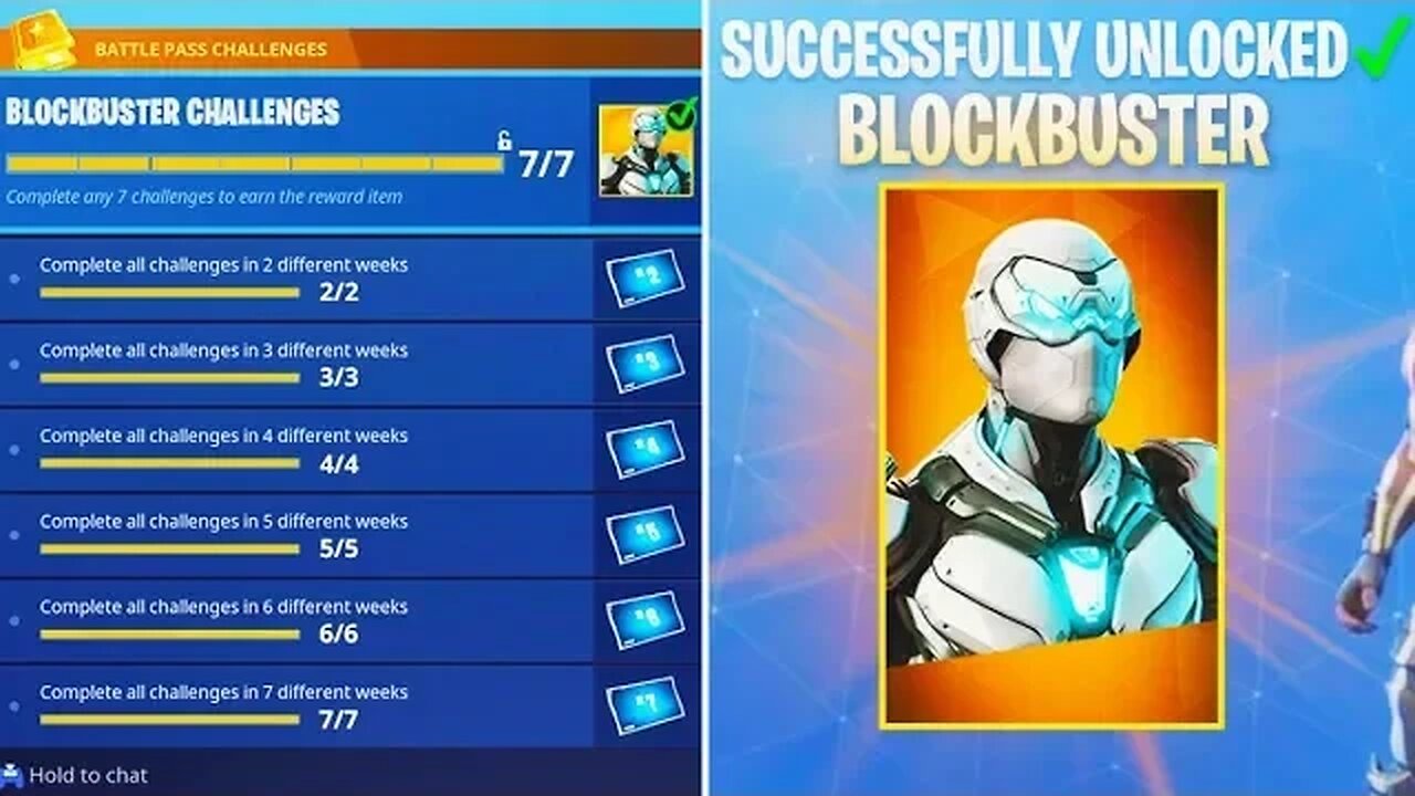 i completed EVERY "BLOCKBUSTER" Challenge in Fortnite! - FREE BLOCKBUSTER SKIN UNLOCKED SEASON 4