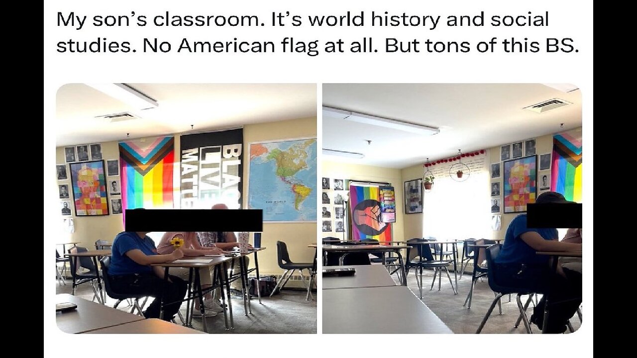 School history classroom has every flag but USA flag