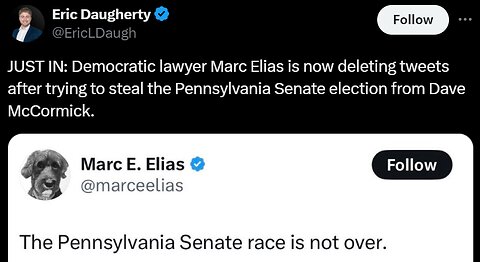 BREAKING-Marc Elias Now Deleting Tweets After Trying To Steal PA Senate Election from Dave McCormick