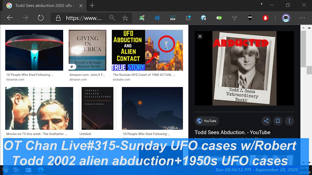 Sunday Live UFO cases with Robert, 1950s USA cases+2002 Todd Sees AlienAbduction] - OT Chan Live#315