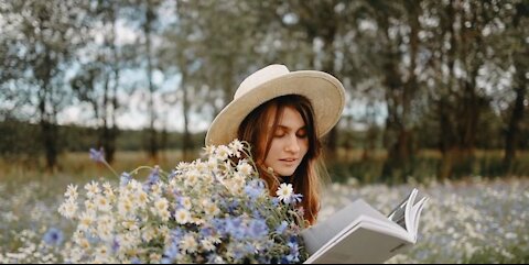 Wonder of Nature And Woman Reading A Book
