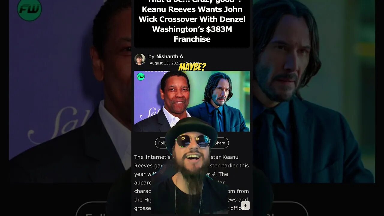 John Wick Equalizer Crossover? Keanu Reeves Wants To Team Up Denzil Washington #shorts #johnwick