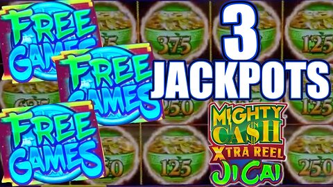 3 JACKPOTS on MIGHTY CASH Slot Machine!