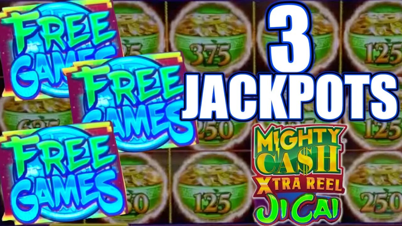 3 JACKPOTS on MIGHTY CASH Slot Machine!