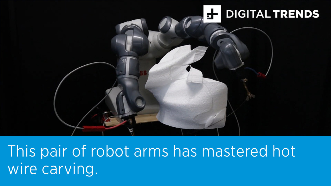 This pair of robot arms has mastered hot wire carving.