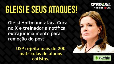 Gleisi Hoffmann ataca Cuca no X e treinador a notifica extrajudicialmente para remoção do post.