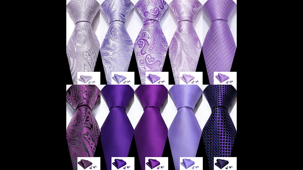 Male Gift Silk Men Tie Set Purple Violet Solid Paisley Striped Wedding Business Tie