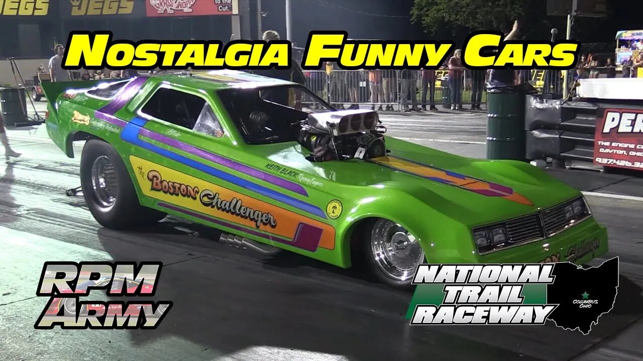 Nostalgia Funny Car Drag Racing Night of Thunder National Trail Raceway