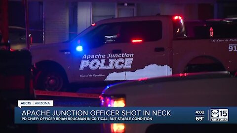 Apache Junction officer shot in the neck