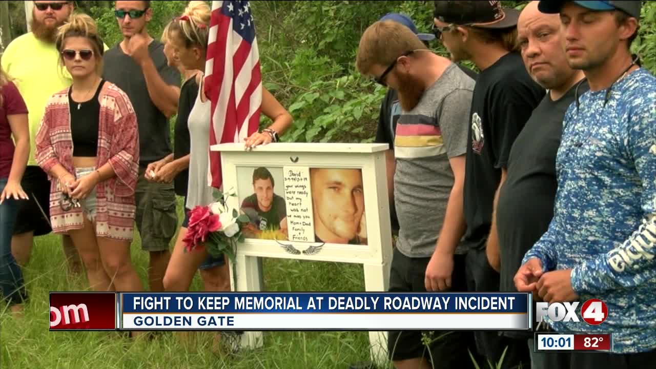 Collier County asks family to move memorial of deceased loved one