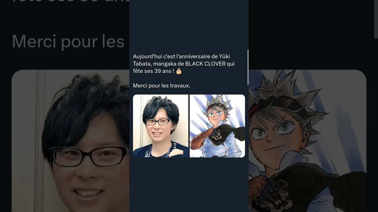 Aujourd'hui c'est l'anniversaire de Yūki Tabata, mangaka de BLACK CLOVER qui fête ses 39 ans ! 🎂