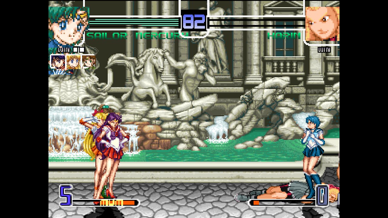 Sailor Mars, Sailor Venus, Sailor Jupiter, and Sailor Mercury (Me) vs Karin Kanzuki Match #3