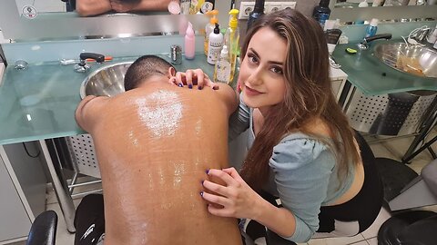 💈INTENSE RELAXATION w⁄ LADY BARBER's HEAD & BACK ASMR MASSAGE TREATMENT ¦ OIL & FOAM EVERYWHERE