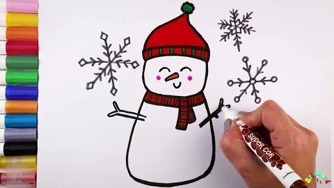 Drawing and Coloring a Snowman for Kids & Toddlers | Ariu Land