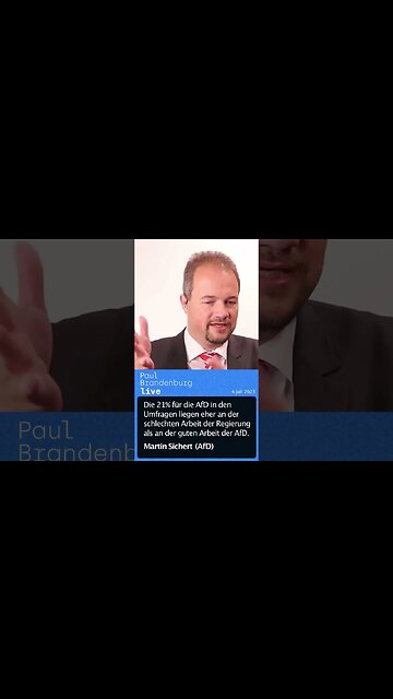 "21% Umfrage für die AfD ist Folge schlechter Regierungsarbeit" - Martin Sichert, PB live v. 4.7.23