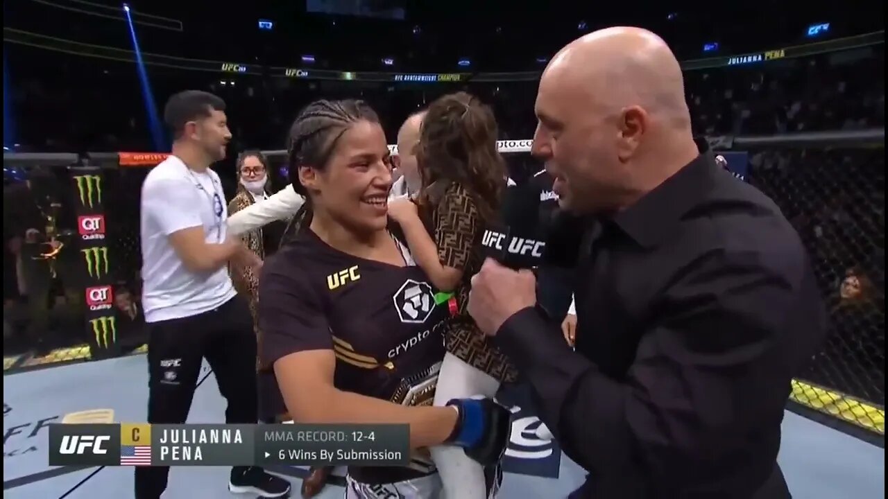 Joe Rogan interviews Julianna Peña after the Amanda Nunes fight.