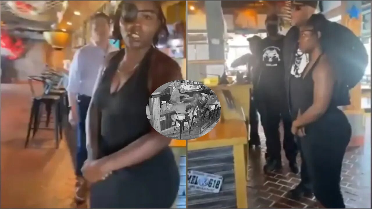 ANGRY Melanated Woman USES Black Panthers To CONFRONT Asian Guy Who Threw Drink In Her Face.