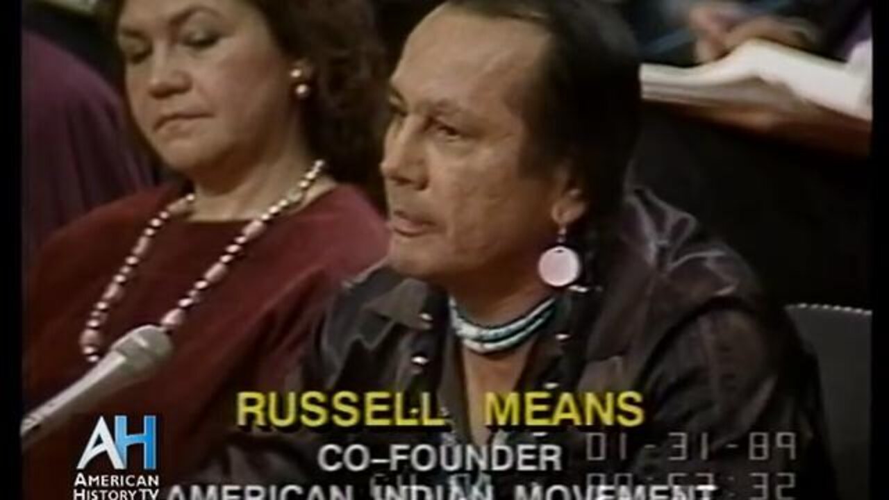 1989 - American Indian Activist Russell Means testifies at Senate Hearing