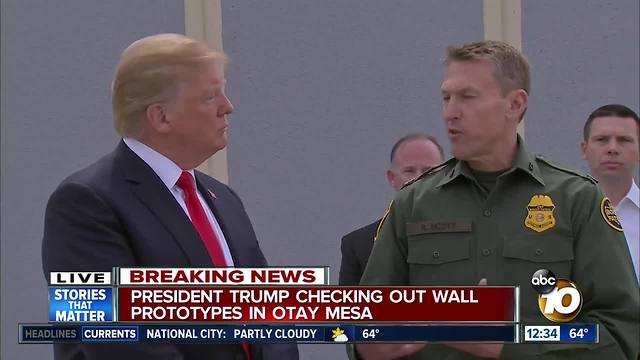 President Trump checking out wall prototypes in Otay Mesa